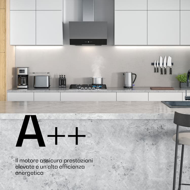 Verosteel - Cappa aspirante | Elegante, minimalista, potente | Classe energetica A | 624 m³/ora | 60 cm 60 cm