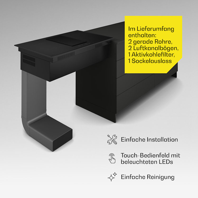 Velaire Induktionskochfeld mit integrierter Abzugshaube Edel, minimalistisch, kraftvoll 8400 W 80 cm Basic