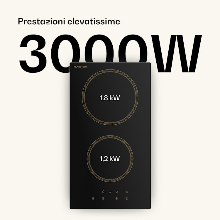 Victoria - Piano cottura in vetroceramica | 2 zone | Elegante e senza tempo | 3000 W | 30 cm 30 cm