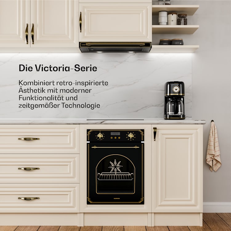 Victoria Ausfahrbare Dunstabzugshaube Elegant, Retro-inspiriert, Zeitlos EEC A++ 358,54 m³/h 60 cm Schwarz