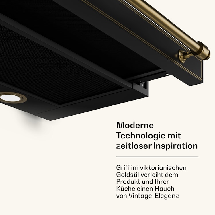 Victoria Ausfahrbare Dunstabzugshaube Elegant, Retro-inspiriert, Zeitlos EEC A++ 358,54 m³/h 60 cm Schwarz