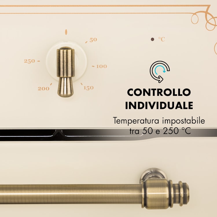 Victoria 60 Set Triplo Gas | Piano cottura a gas | Forno | Cappa aspirante Gas da 60 cm | Crema vintage