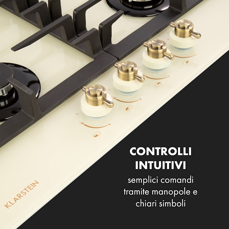 Victoria 60 Duo Set Gas | Piano cottura a gas | Cappa aspirante Gas da 60 cm | Crema vintage