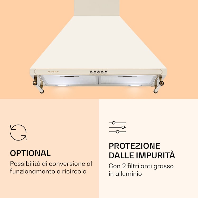 Victoria 60 Duo Set Gas | Piano cottura a gas | Cappa aspirante Gas da 60 cm | Crema vintage