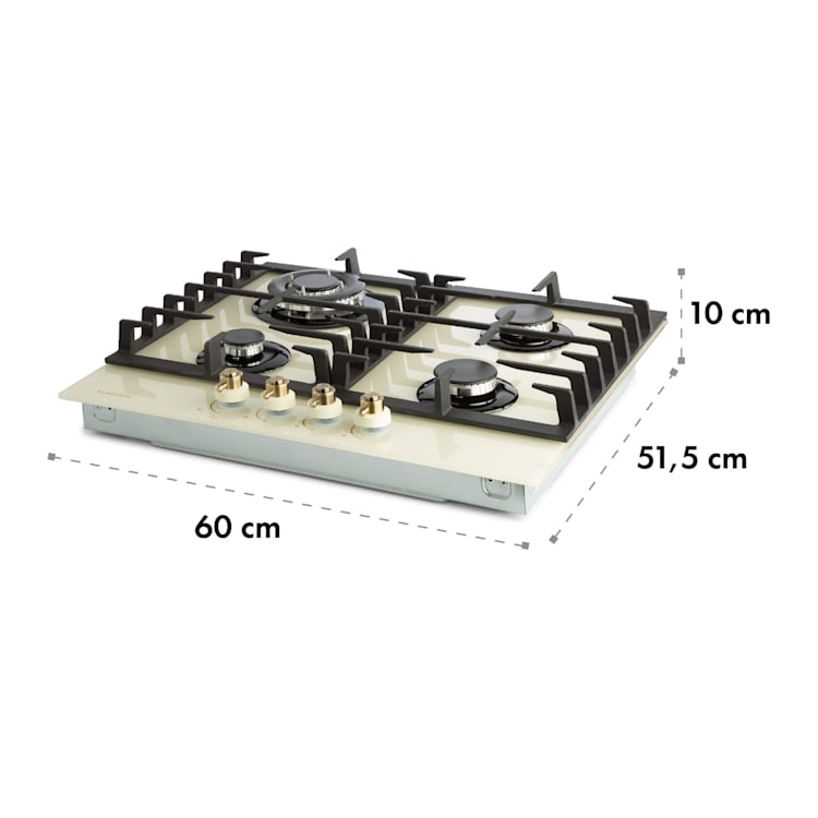 Victoria 60 Duo Set Gaz | Plaque de cuisson à gaz | Hotte aspirante 60 cm Gaz | Crème Vintage