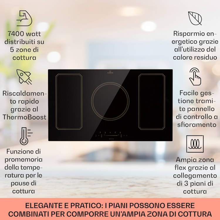Victoria 90 - Set con cappa e piano a induzione | 90 cm | Piano cottura a induzione | Cappa aspirante Induzione da 90 cm | Nero