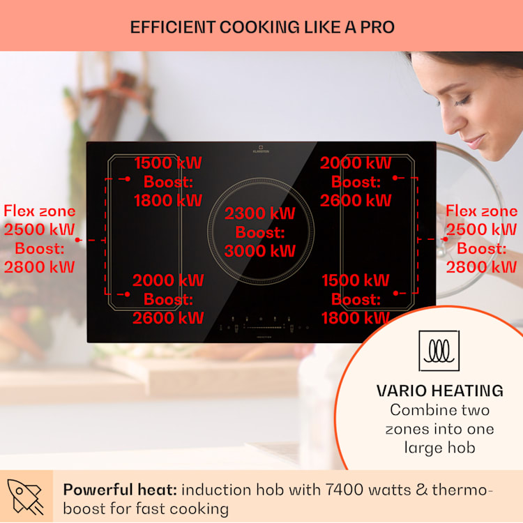 Victoria 90 Duo Set induction | 90 cm | induction hob | extractor hood  90 cm Induction | Black