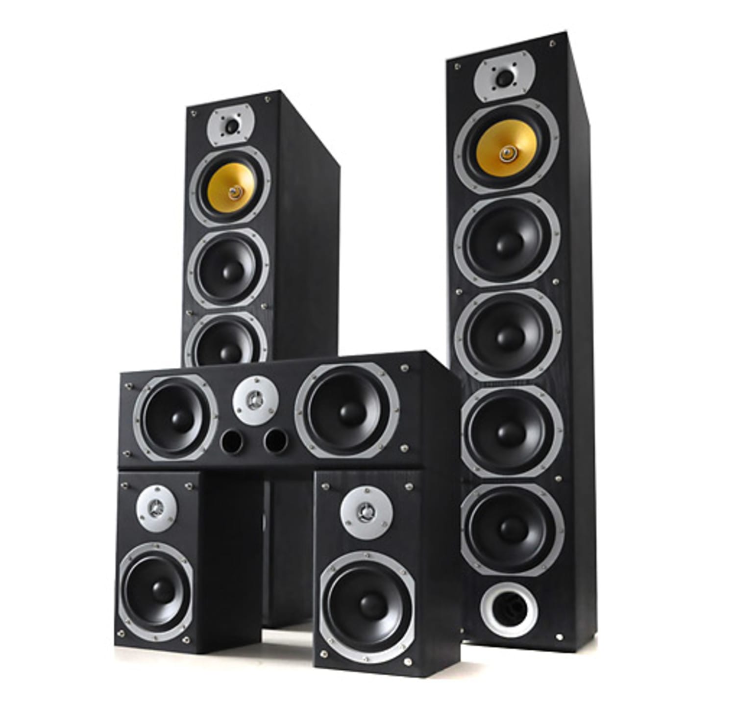 V9B surround luidsprekerset zwart, 5 stuks 1240W Zwart