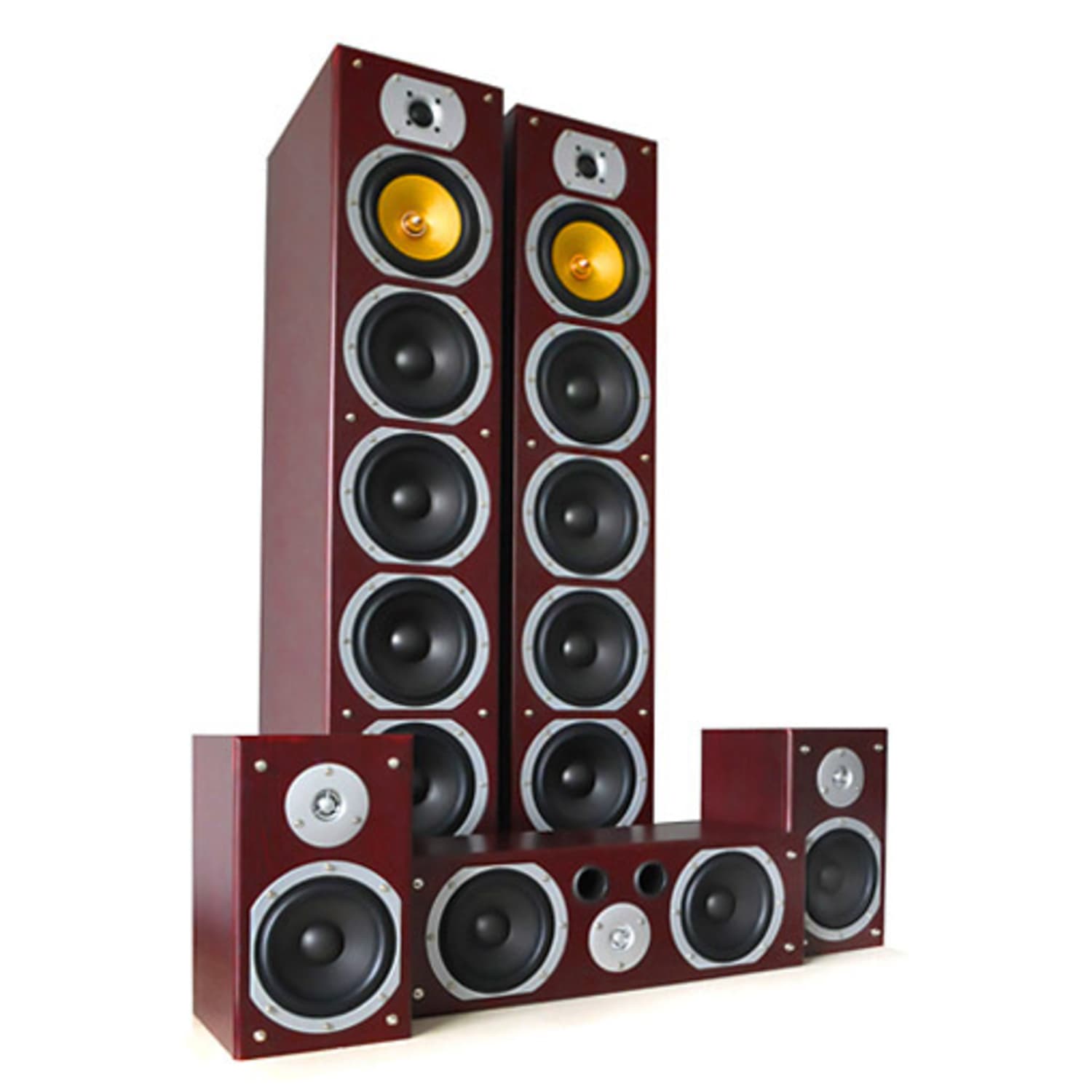 V9B surround speaker set mahonie, 5 stuks, 1240W. Mahonie