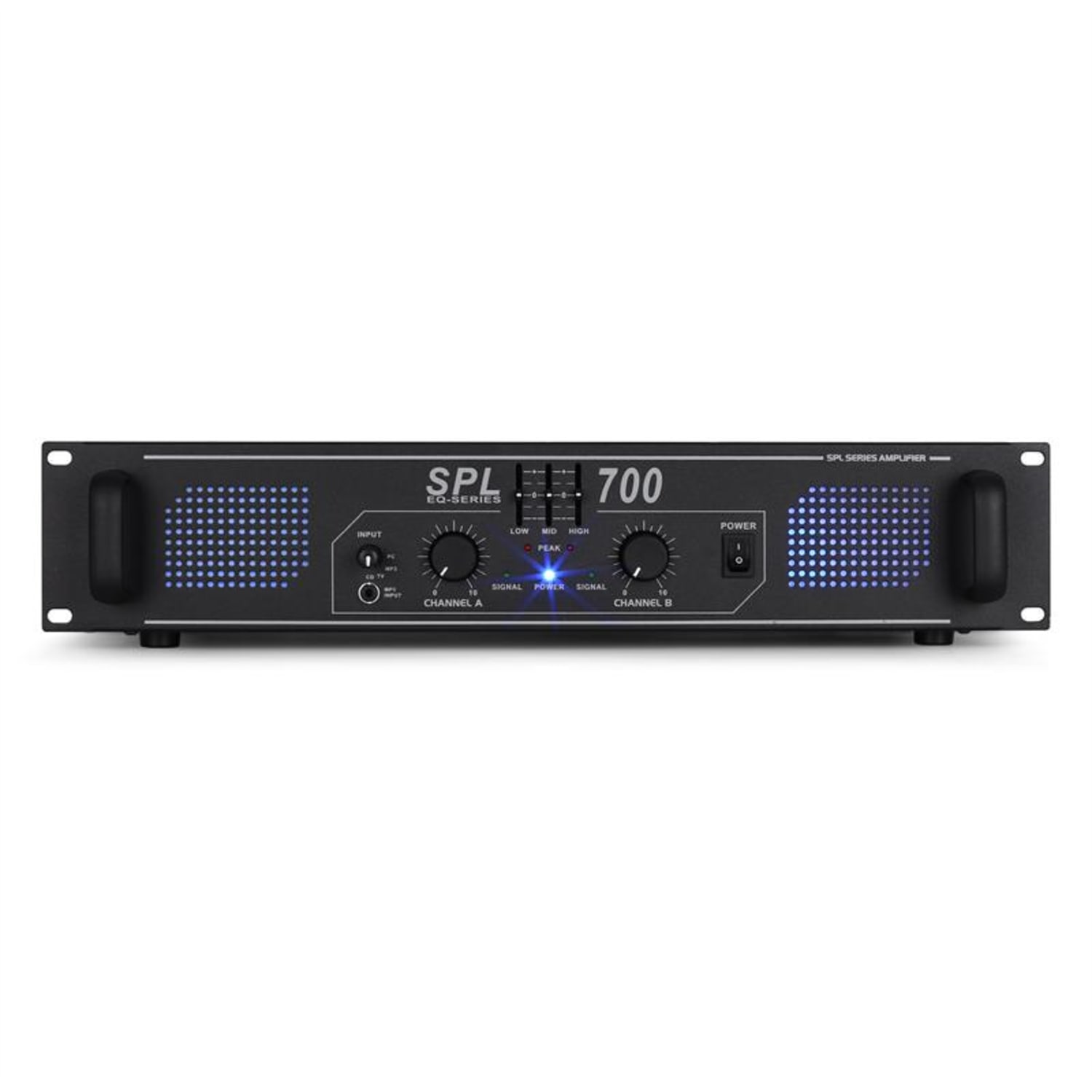 SPL700 Ampli DJ PA Audio LED 2000W EQ Rack 48cm 2U Egaliseur | 2x 350 W (4 ohms) / 2x 250 W (8 ohms) | Noir