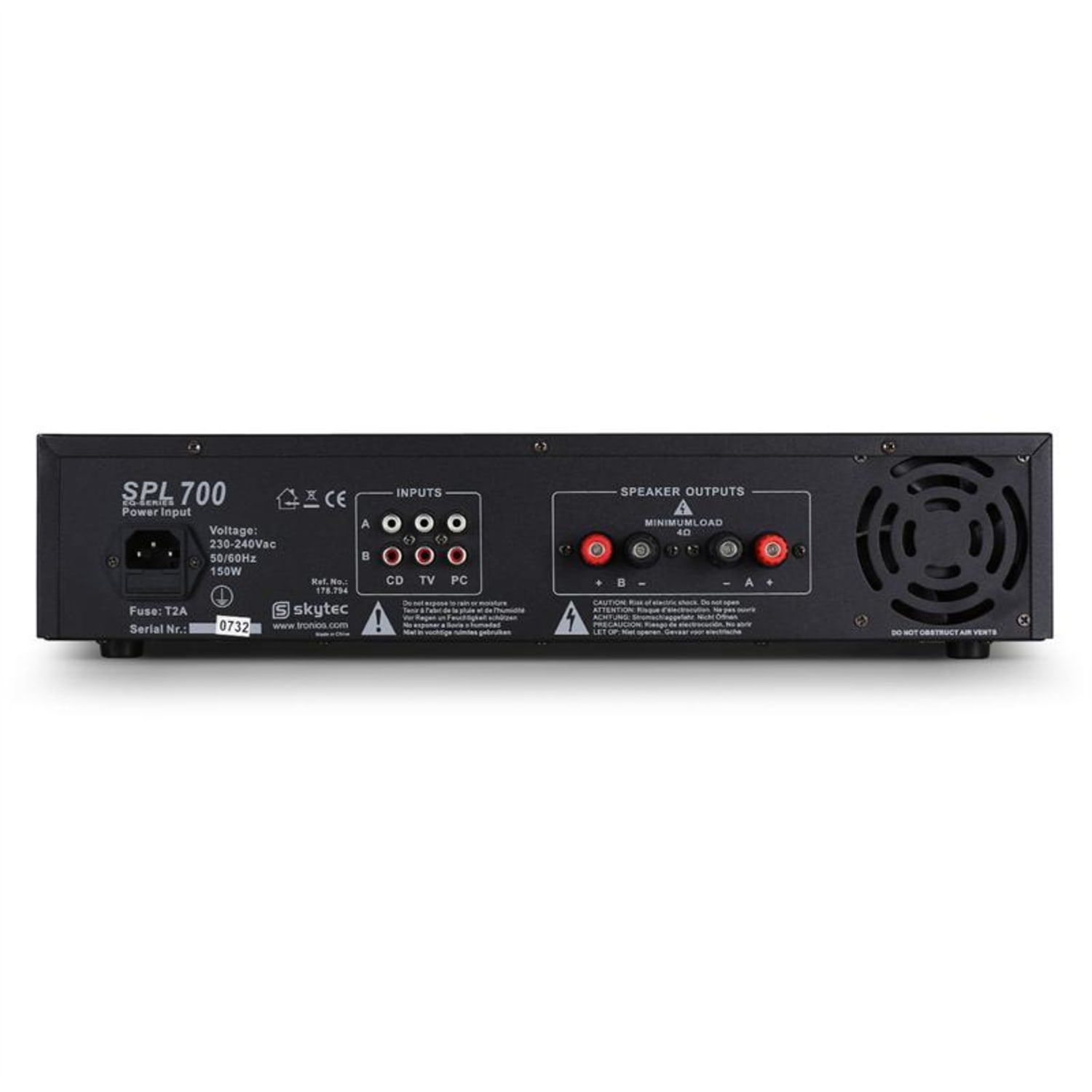 SPL700 Ampli DJ PA Audio LED 2000W EQ Rack 48cm 2U Egaliseur | 2x 350 W (4 ohms) / 2x 250 W (8 ohms) | Noir