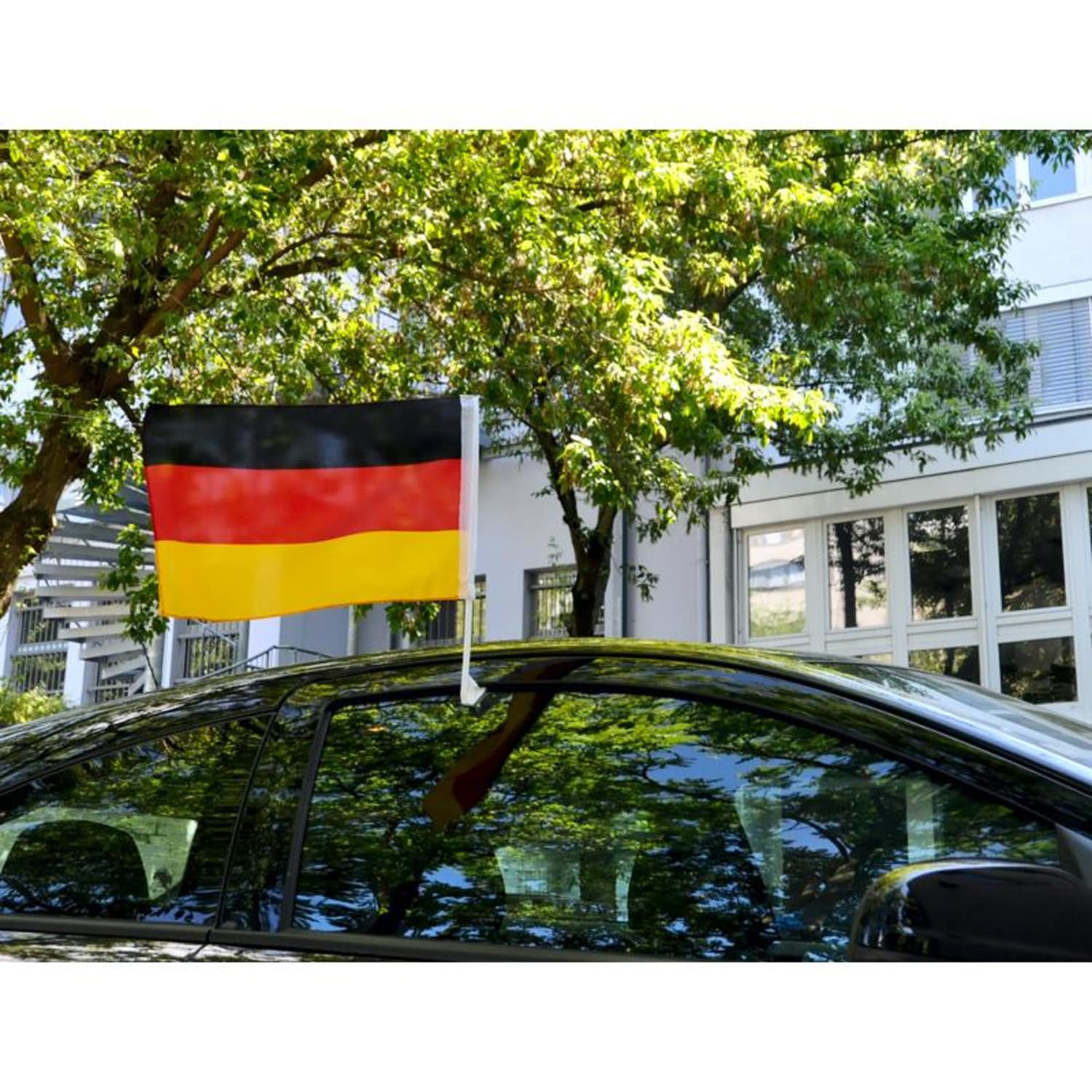 WM Fahne 2018 Auto Fahne Deutschland Schwarz Rot Gold Fussball Flagge Stiellänge 41,5cm 