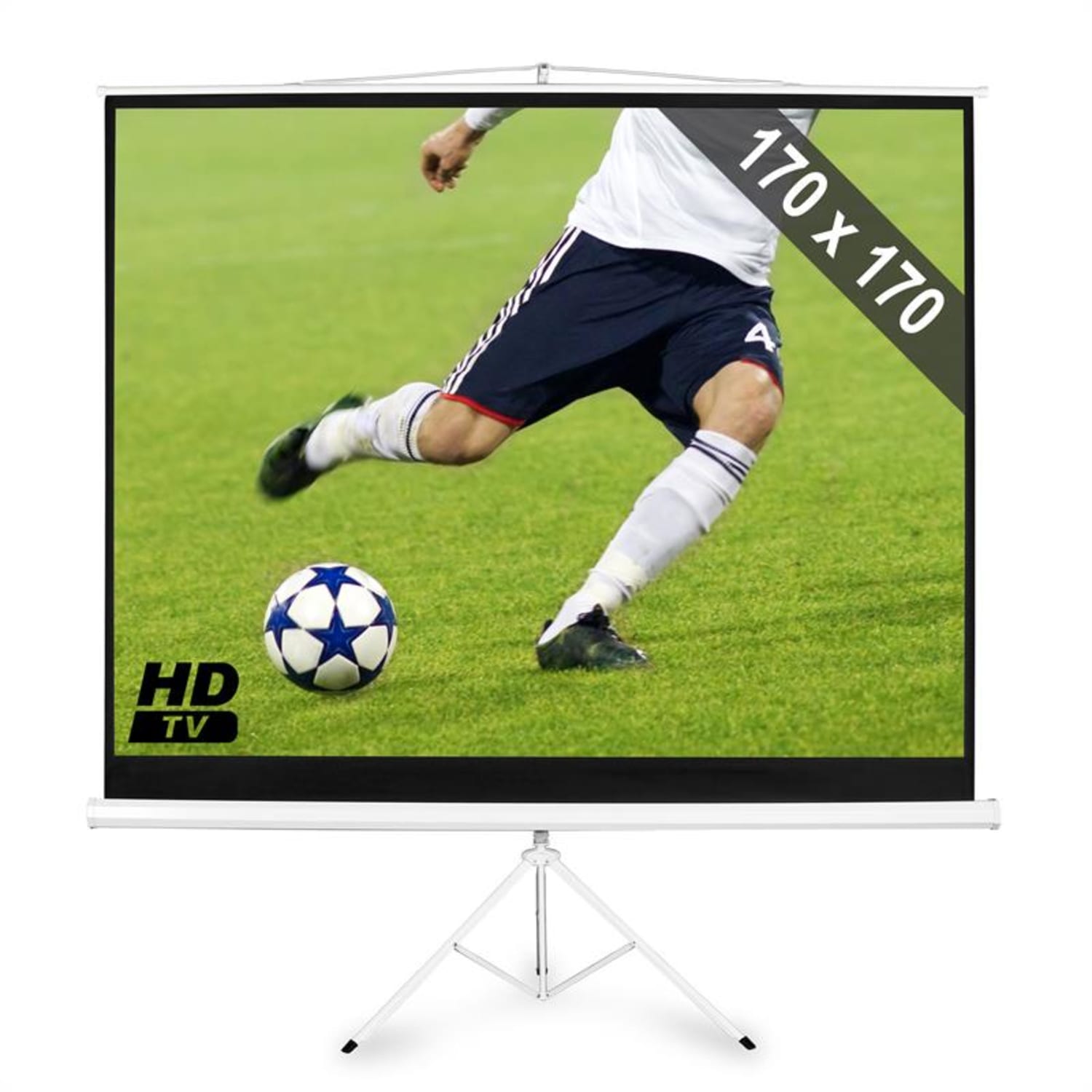 Ekran na statywie rozwijany 170x170cm kino domowe HDTV 244cm 1:1 