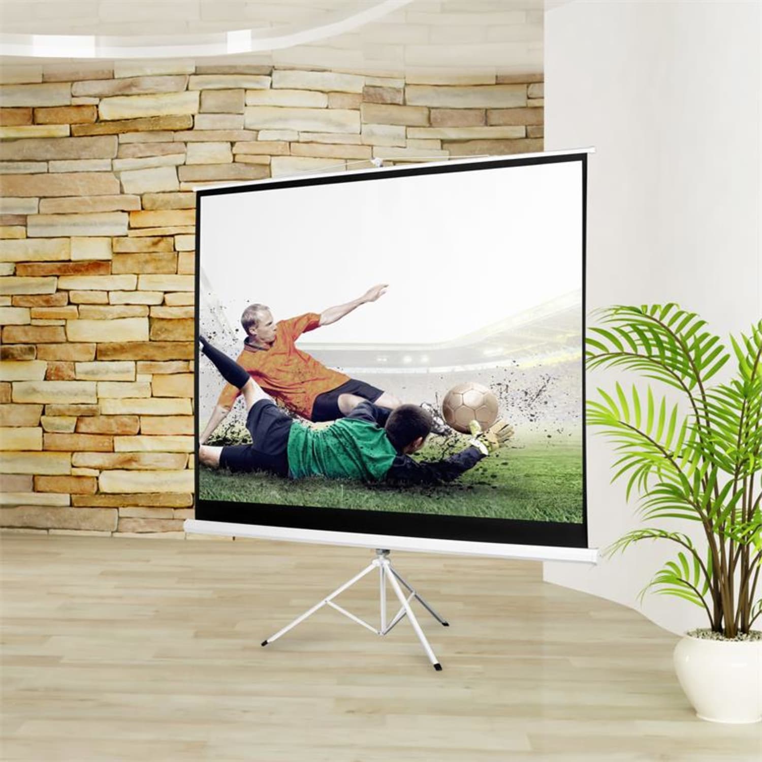 Ekran na statywie rozwijany 170x170cm kino domowe HDTV 244cm 1:1 