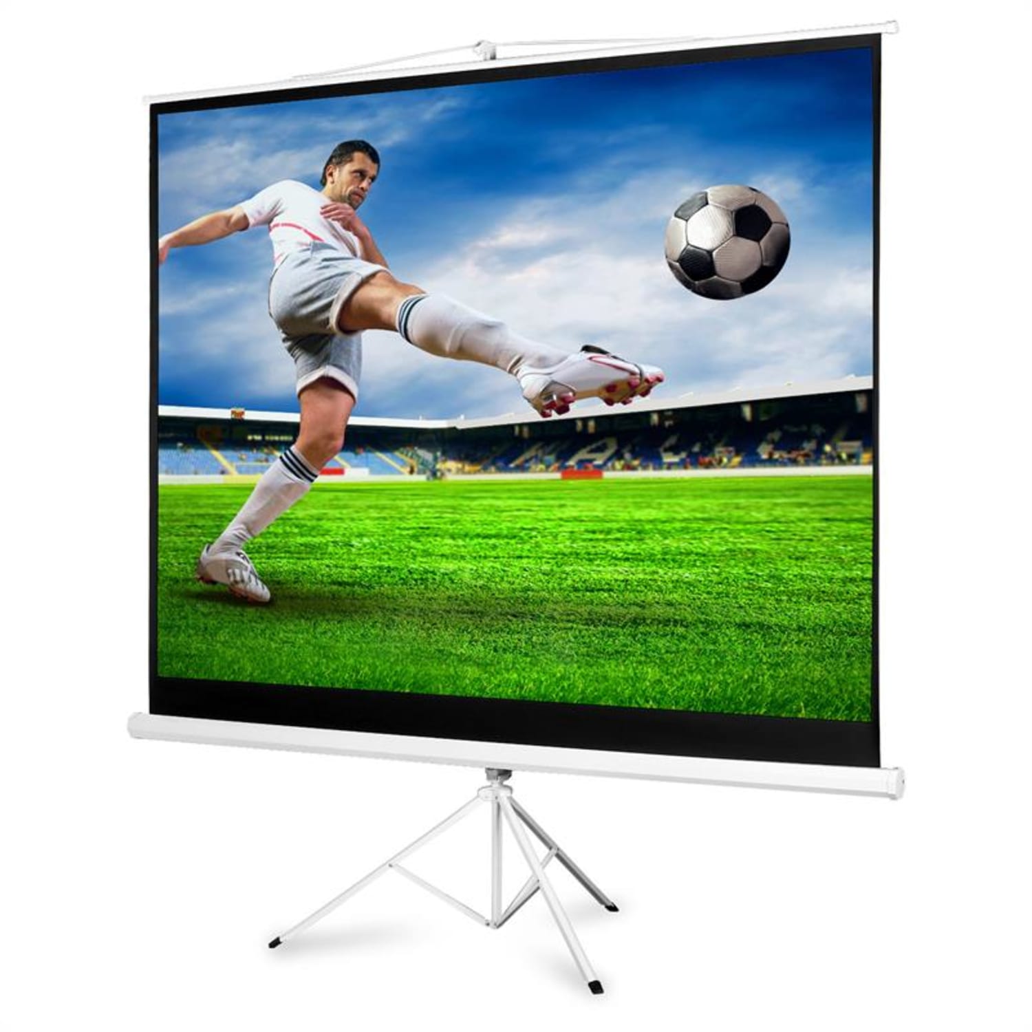 Ekran na statywie rozwijany 170x170cm kino domowe HDTV 244cm 1:1 
