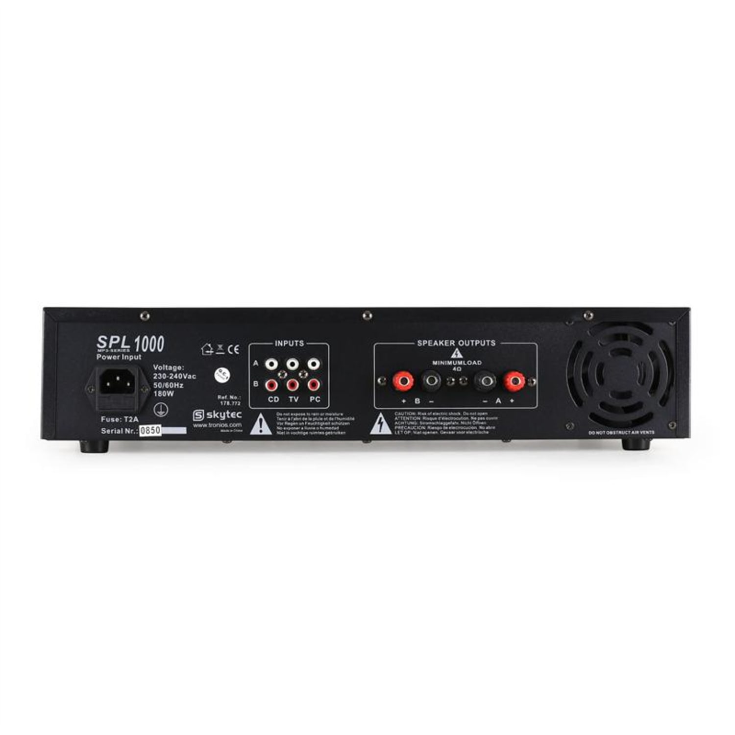 SPL-1000 Ampli Sono PA Hifi USB SD MP3 2800W Lecteur MP3 | 2x 500 W (4 ohms) | Noir