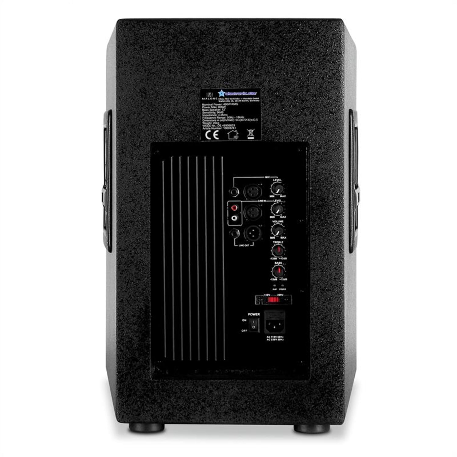 PW-12A-T, 400 W, aktivní reproduktor, 30 cm (12 ") 30 cm (12")
