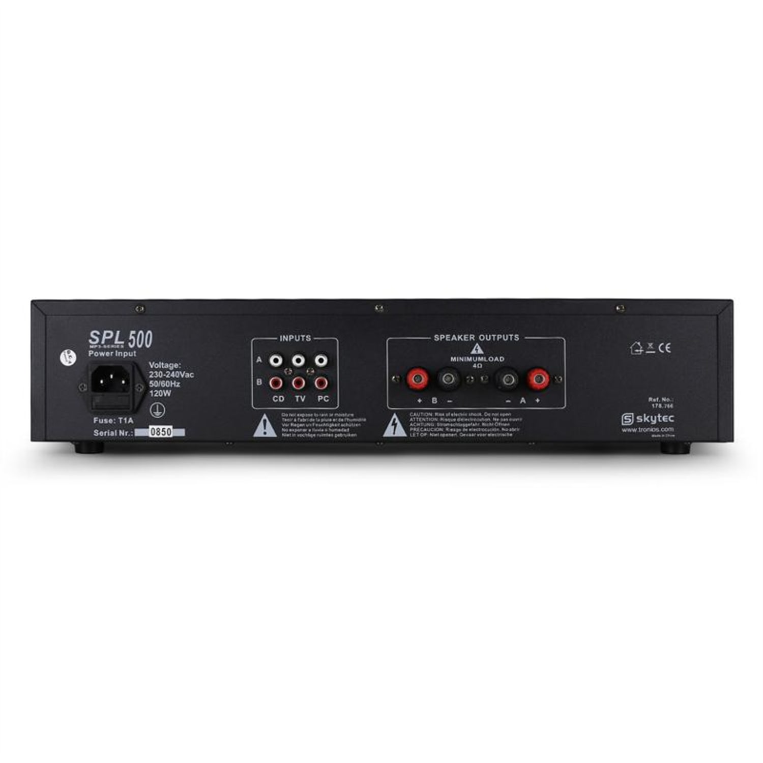 Ampli DJ PA Hifi Radio USB SD AUX 1600W Lecteur MP3 | 2x 250 W (4 ohms) | Noir