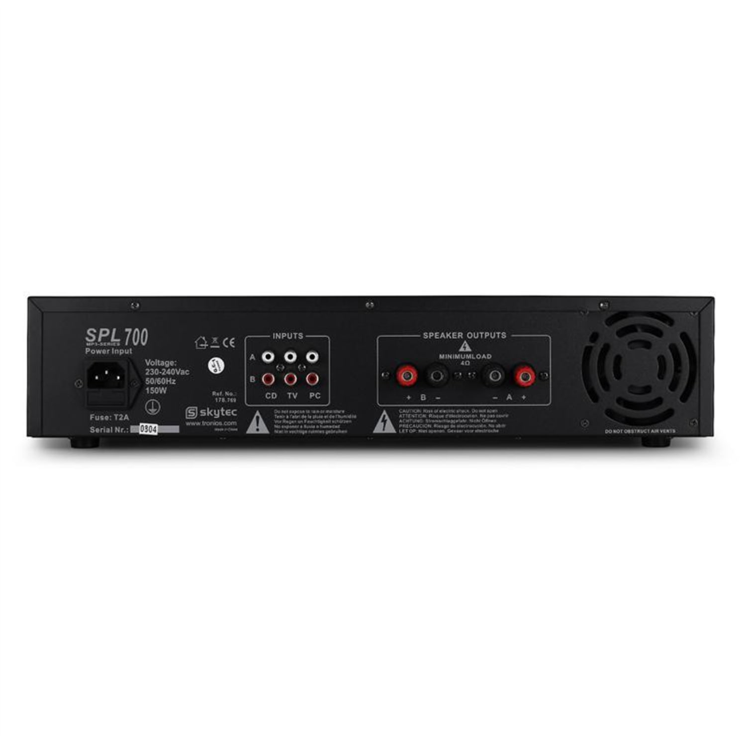 DJ PA ampli sono hi fi USB SD radio rack 19" pro Lecteur MP3 | 2x 350 W (4 ohms) | Noir