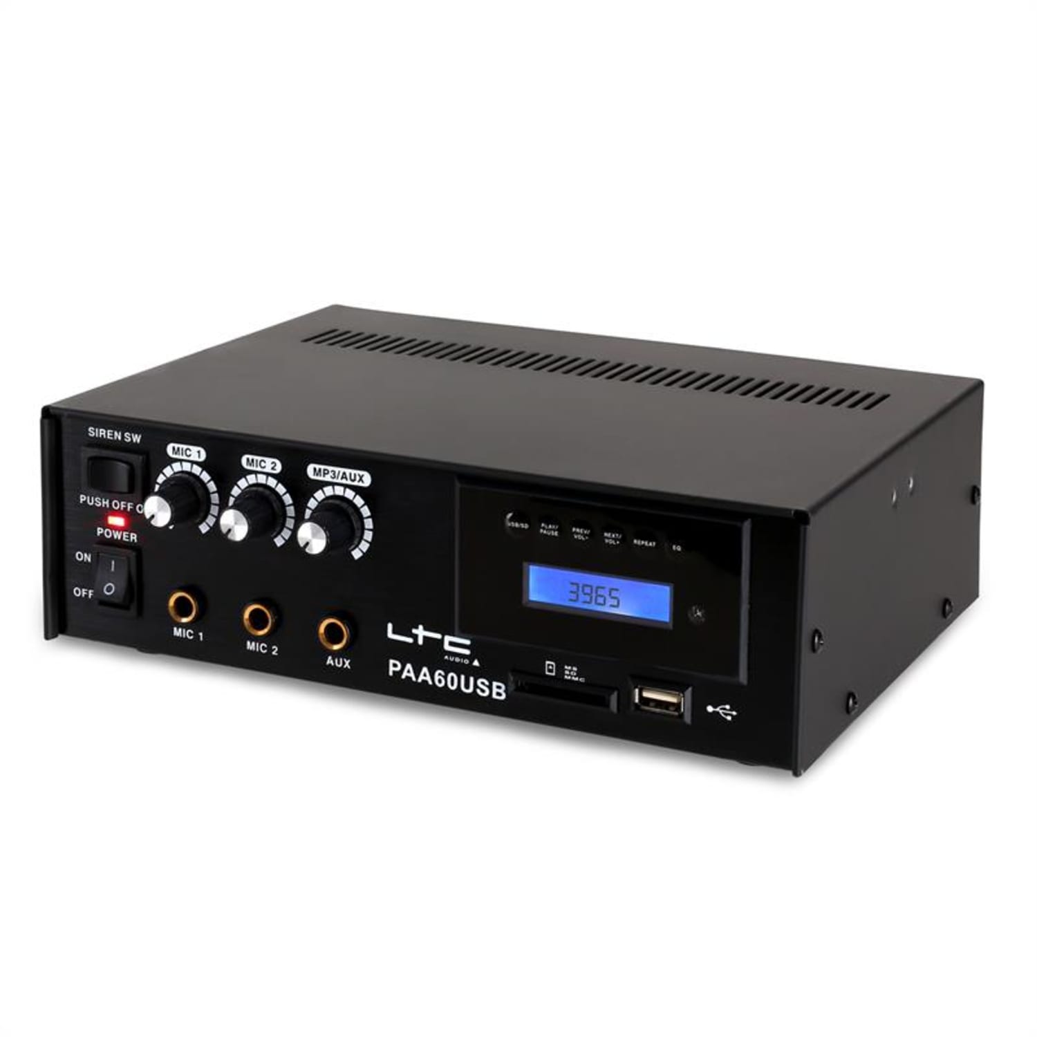 PAA60USB, PA усилвател, USB, MP3, микрофон, 12 V 