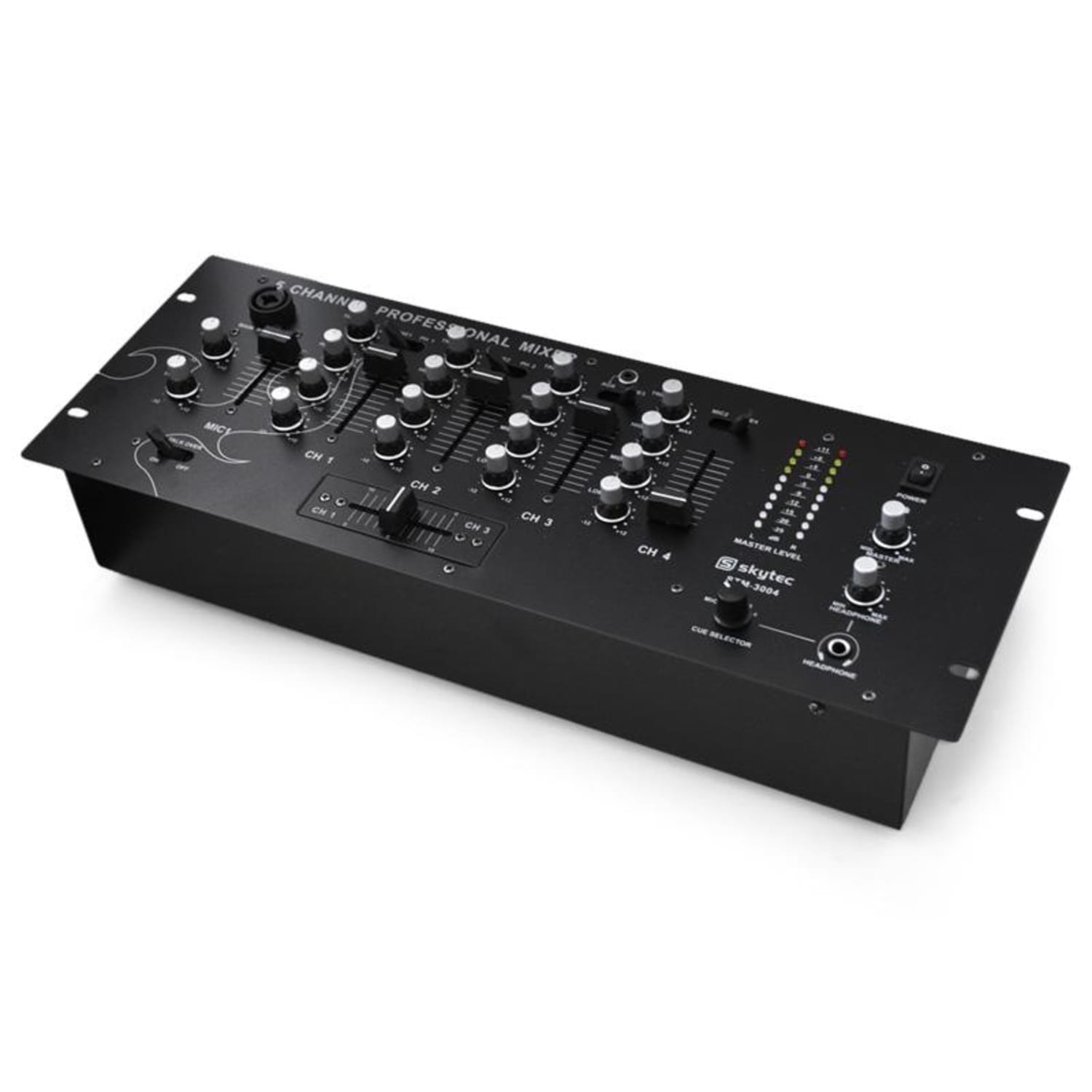 4-kanálový DJ mix Skytec STM3001 s funkcí předposlechu, rack 