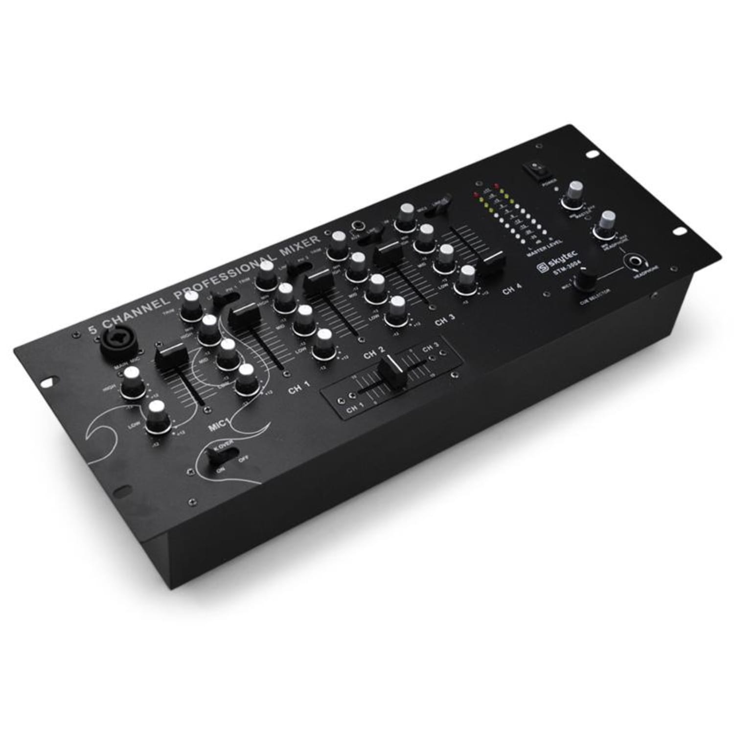 4-kanálový DJ mix Skytec STM3001 s funkcí předposlechu, rack 