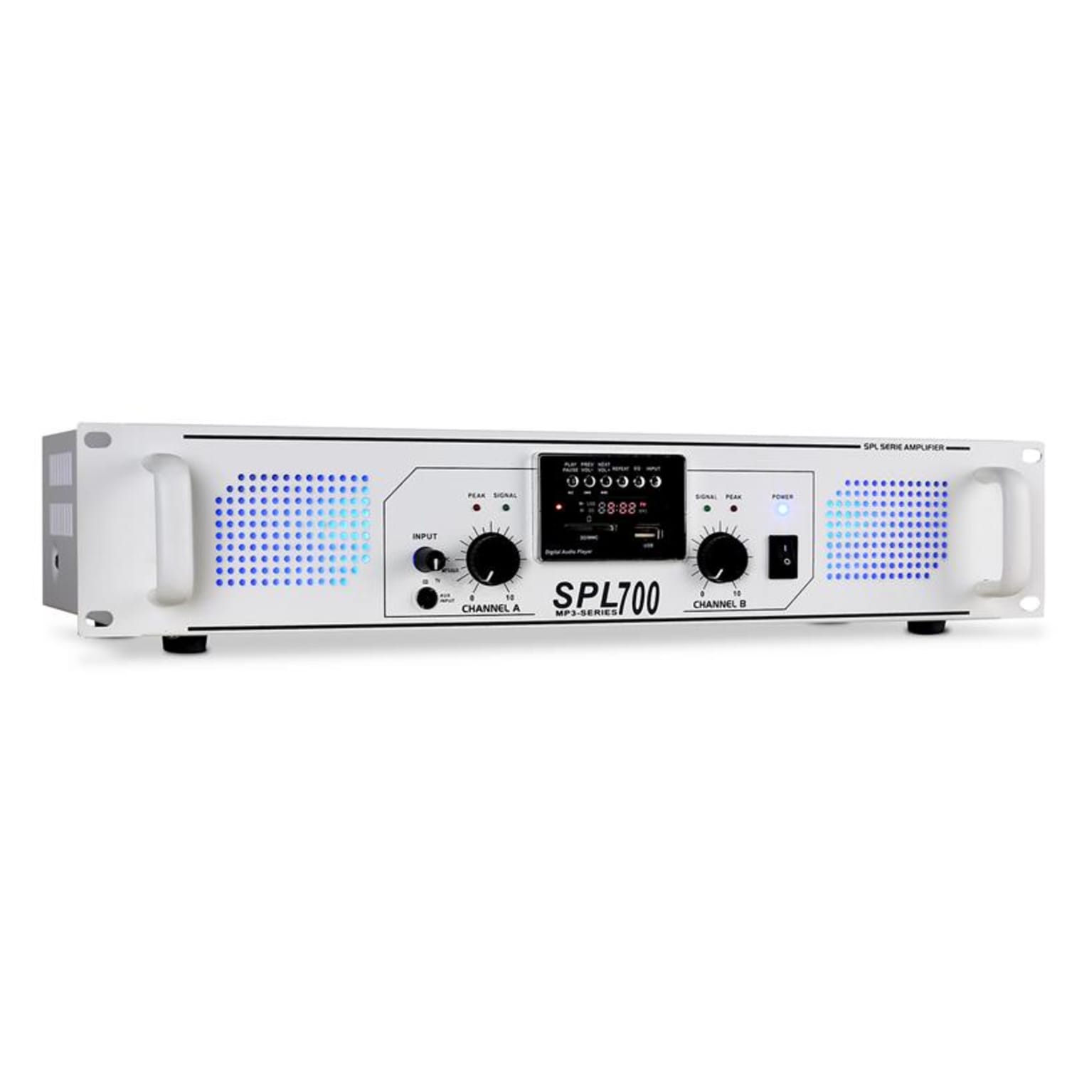 Ampli DJ PA Sono SPL-700 USB SD MP3 LED 2000W Lecteur MP3 | 2x 350 W (4 ohms) | Blanc