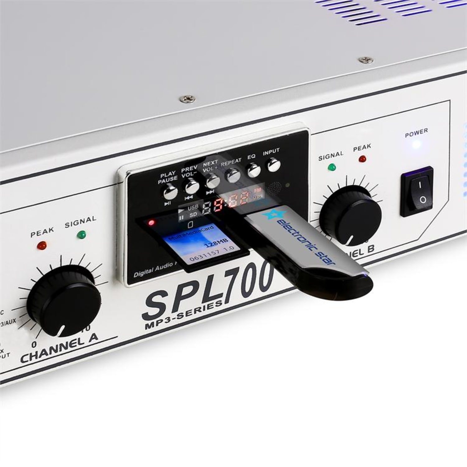 Ampli DJ PA Sono SPL-700 USB SD MP3 LED 2000W Lecteur MP3 | 2x 350 W (4 ohms) | Blanc