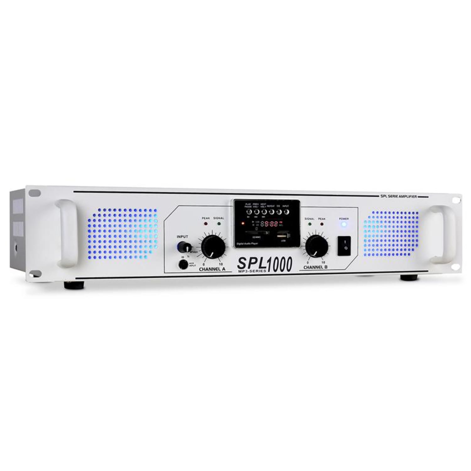 Ampli PASPL-1000 USB-SD-MP3 2800W Blanc Lecteur MP3 | 2x 500 W (4 ohms) | Blanc