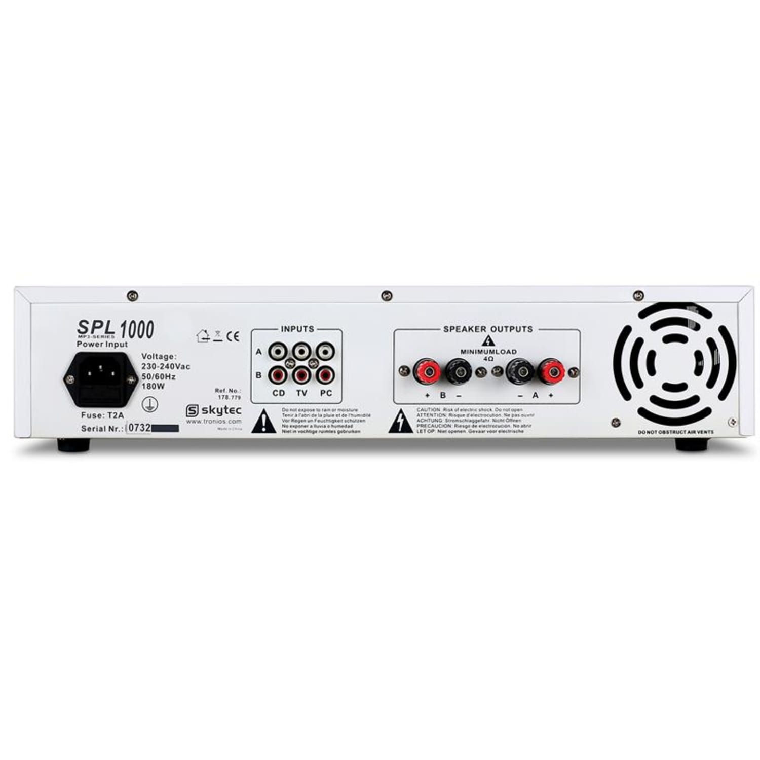 Ampli PASPL-1000 USB-SD-MP3 2800W Blanc Lecteur MP3 | 2x 500 W (4 ohms) | Blanc