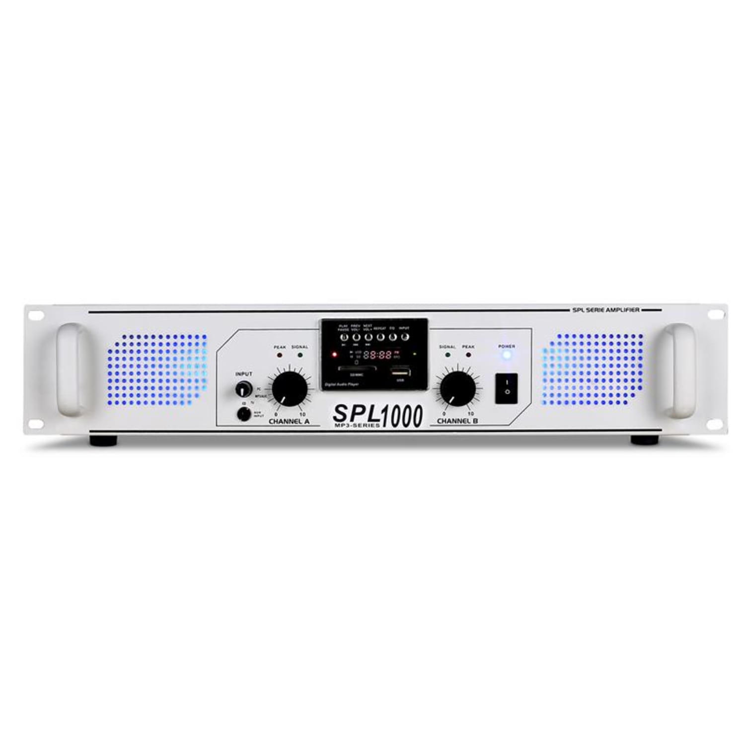 Ampli PASPL-1000 USB-SD-MP3 2800W Blanc Lecteur MP3 | 2x 500 W (4 ohms) | Blanc