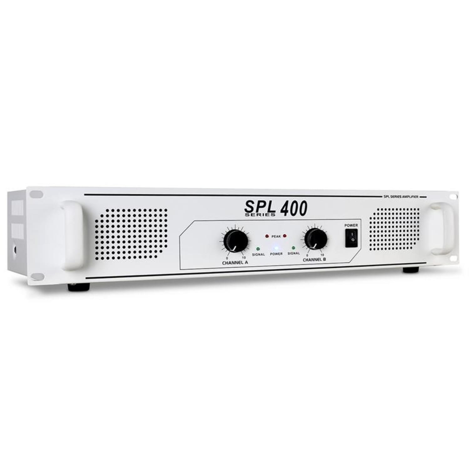 SPL-400 Ampli DJ PA HiFi 400W Blanc Rackable 48cm valeur absente | 2x 200 W (4 ohms) / 2x 150 W (8 ohms) | Blanc