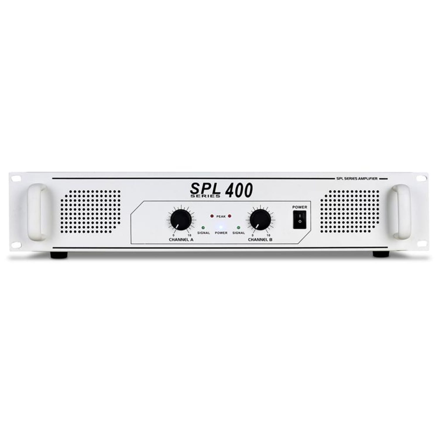 SPL-400 Ampli DJ PA HiFi 400W Blanc Rackable 48cm valeur absente | 2x 200 W (4 ohms) / 2x 150 W (8 ohms) | Blanc