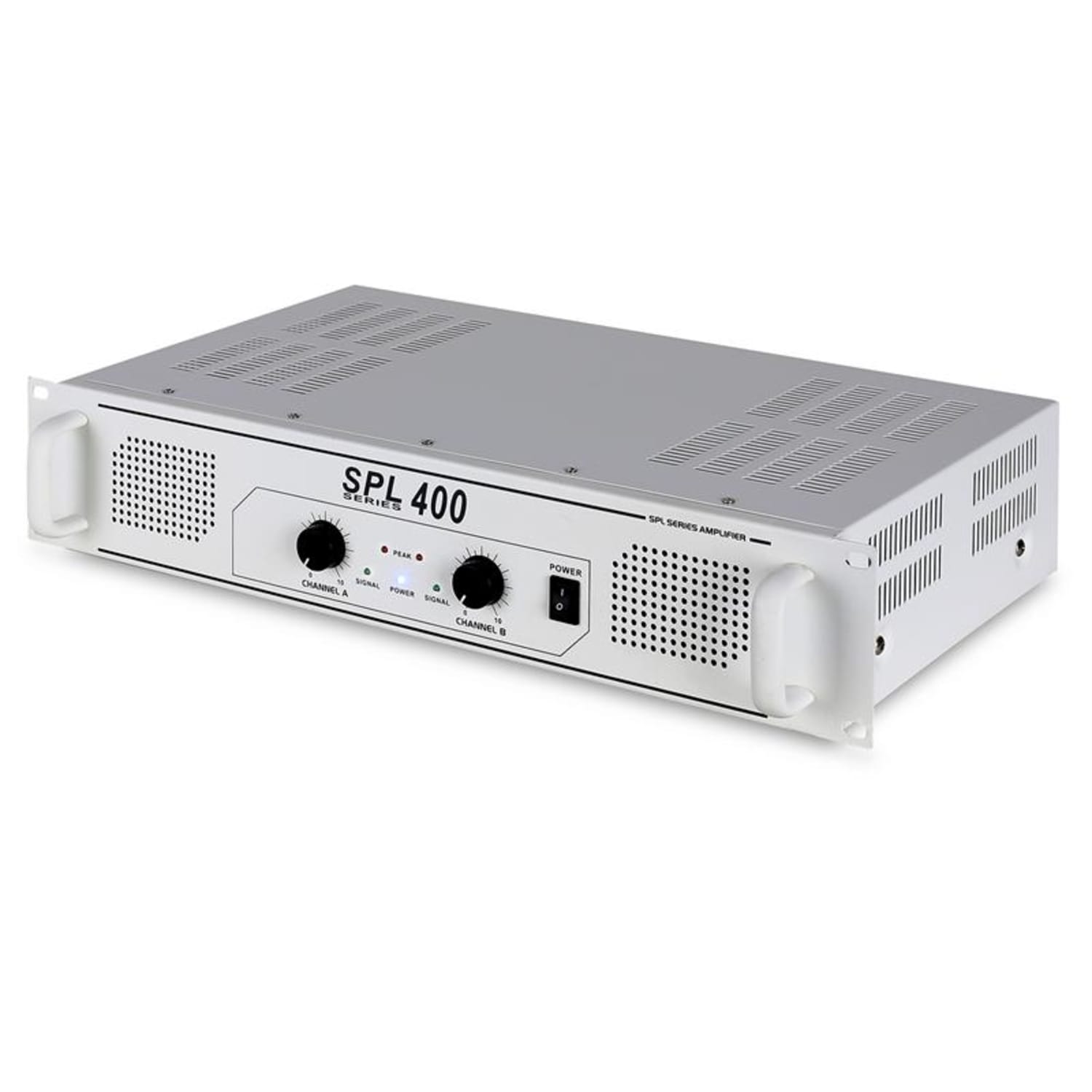SPL-400 Ampli DJ PA HiFi 400W Blanc Rackable 48cm valeur absente | 2x 200 W (4 ohms) / 2x 150 W (8 ohms) | Blanc