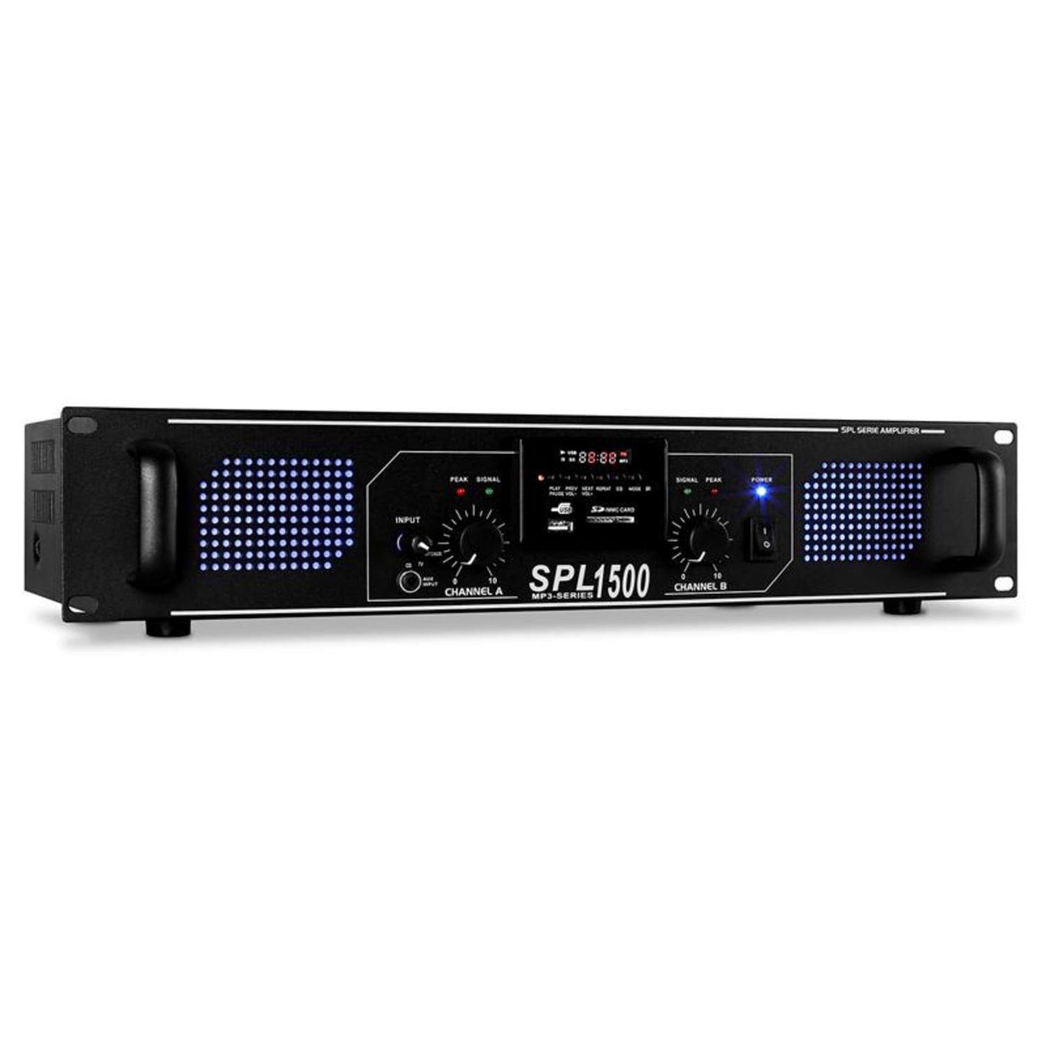 ampli sono stéréo hifi skytec spl-1500 4200W SD USB MP3 Lecteur MP3 | 2x 750 W (4 ohms) / 2x 500 W (8 ohms) | Noir