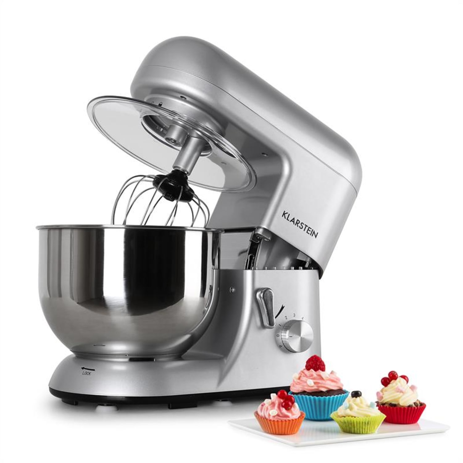 Bella Küchenmaschine 1800 W / 2,7 PS 5 Ltr Edelstahl BPA-frei Silber-Metallic