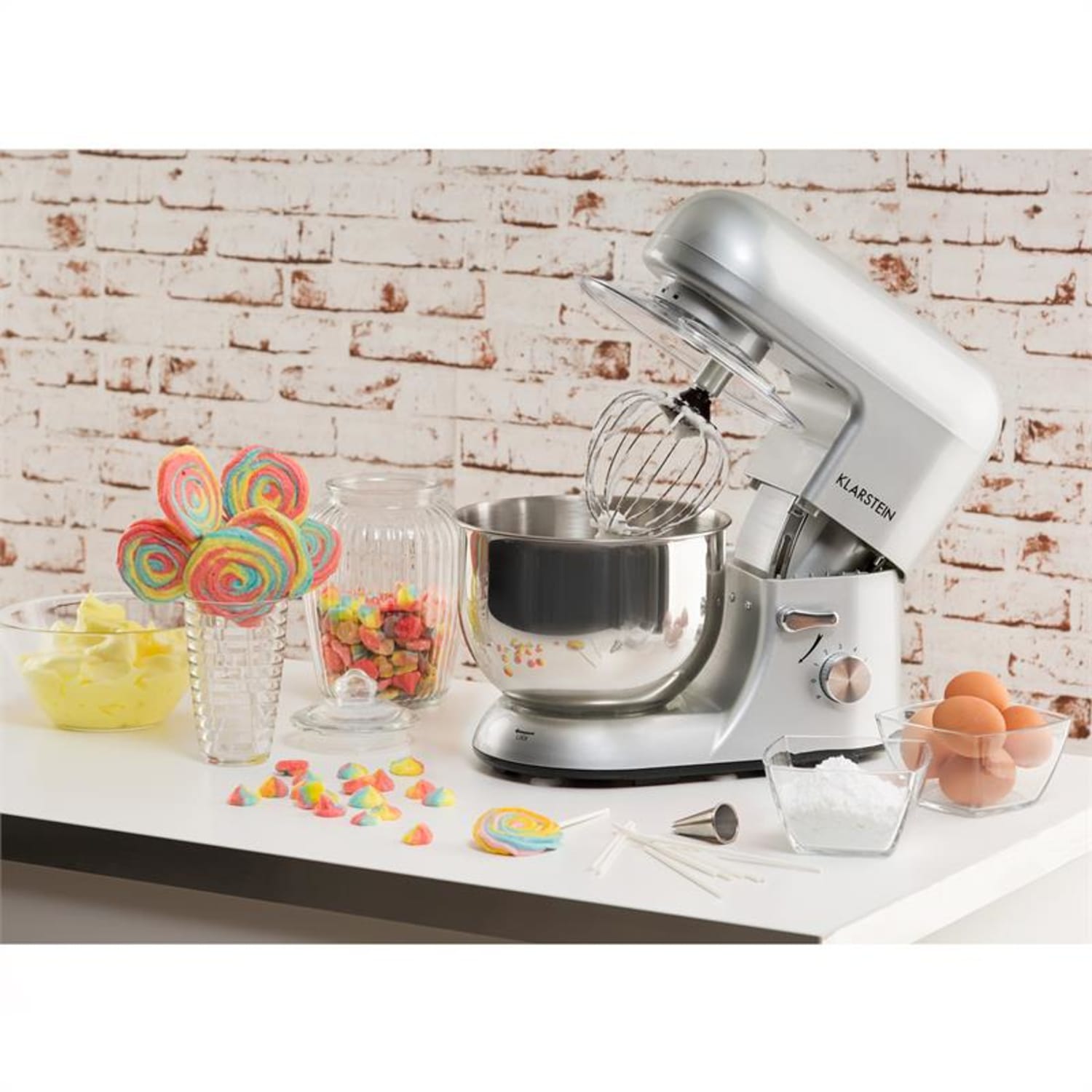 Bella Küchenmaschine 1800 W / 2,7 PS 5 Ltr Edelstahl BPA-frei Silber-Metallic