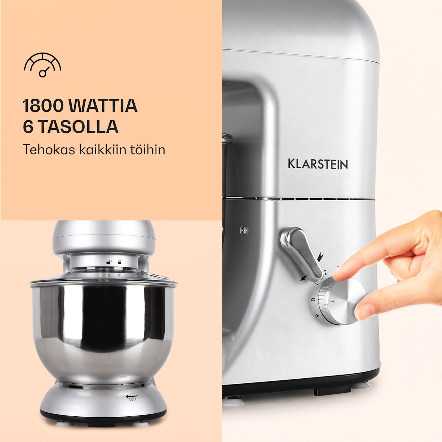 Bella-yleiskone 1800 W / 2,7 hv 5 litraa ruostumatonta terästä BPA-vapaa Hopea Metallinen