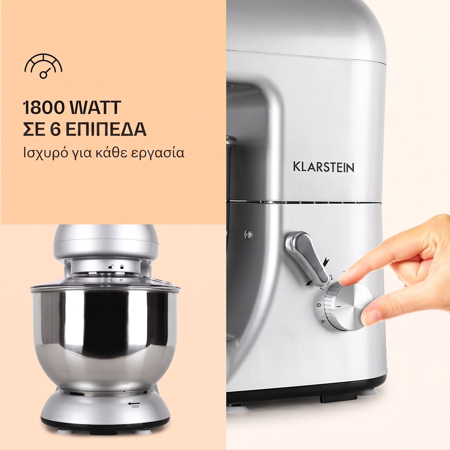 Bella, κουζινομηχανή, 1800 W, 2,7 ίπποι, 5,2 l Ασημί Μεταλλικό