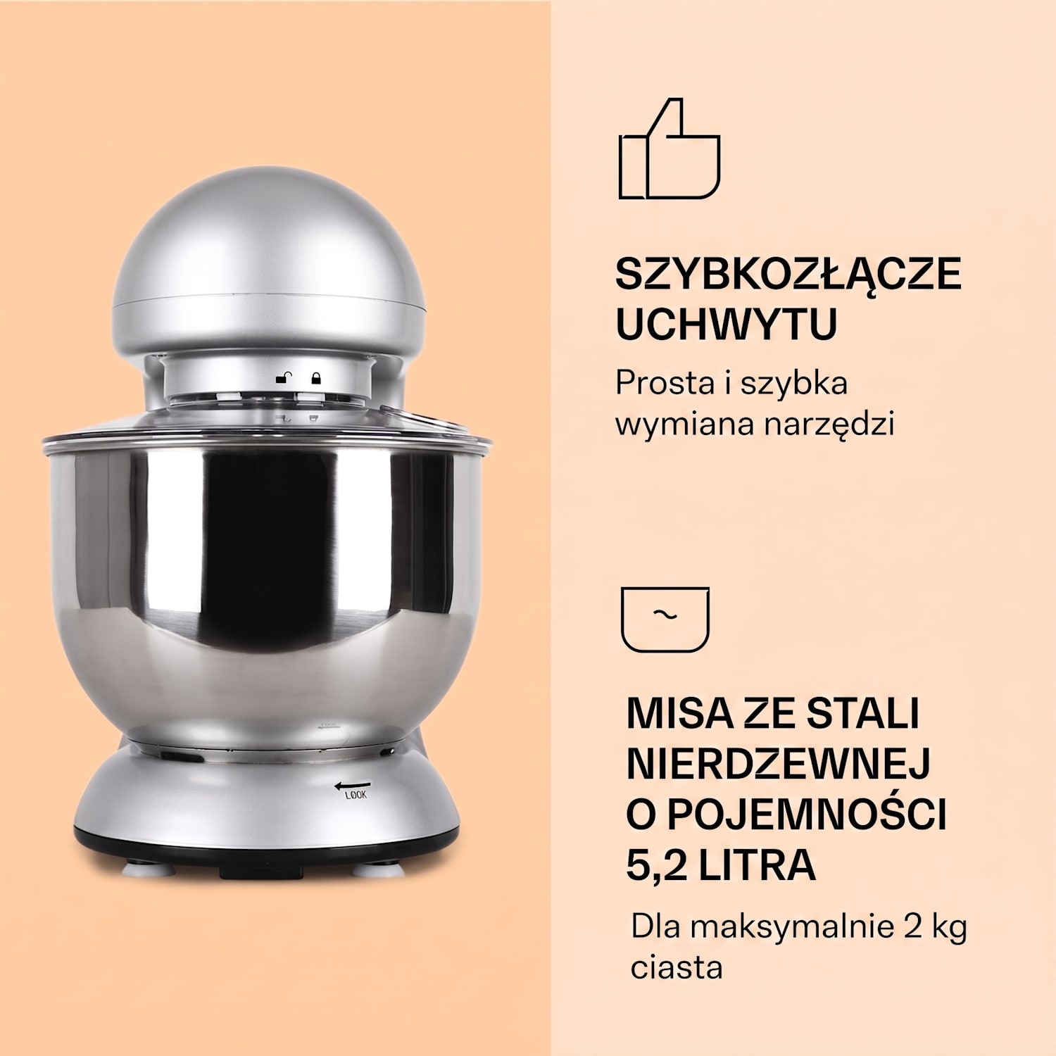 Bella robot kuchenny moc 1800 W ,2,7 PS, 5l Srebrny Metal