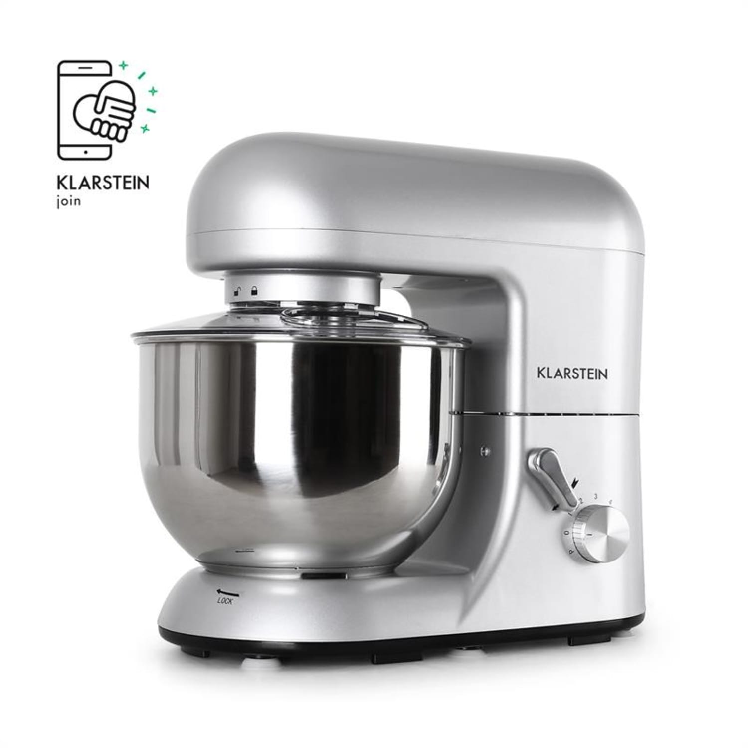 Bella Küchenmaschine 1800 W / 2,7 PS 5 Ltr Edelstahl BPA-frei Silber-Metallic