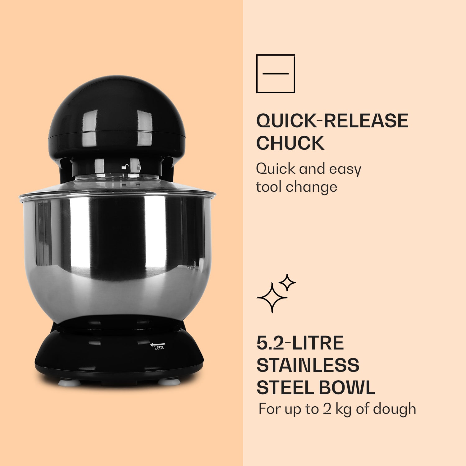 Bella, kuchynský robot, 1800 W, 2,7 PS, 5,2 l Čierna