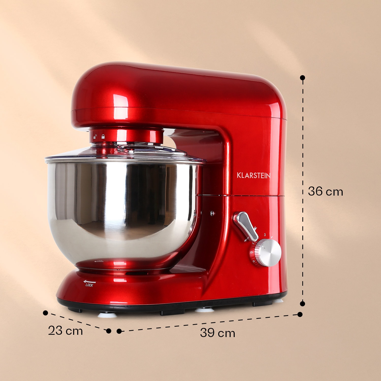 Bella Küchenmaschine 1800 W / 2,7 PS 5 Ltr Edelstahl BPA-frei Rot