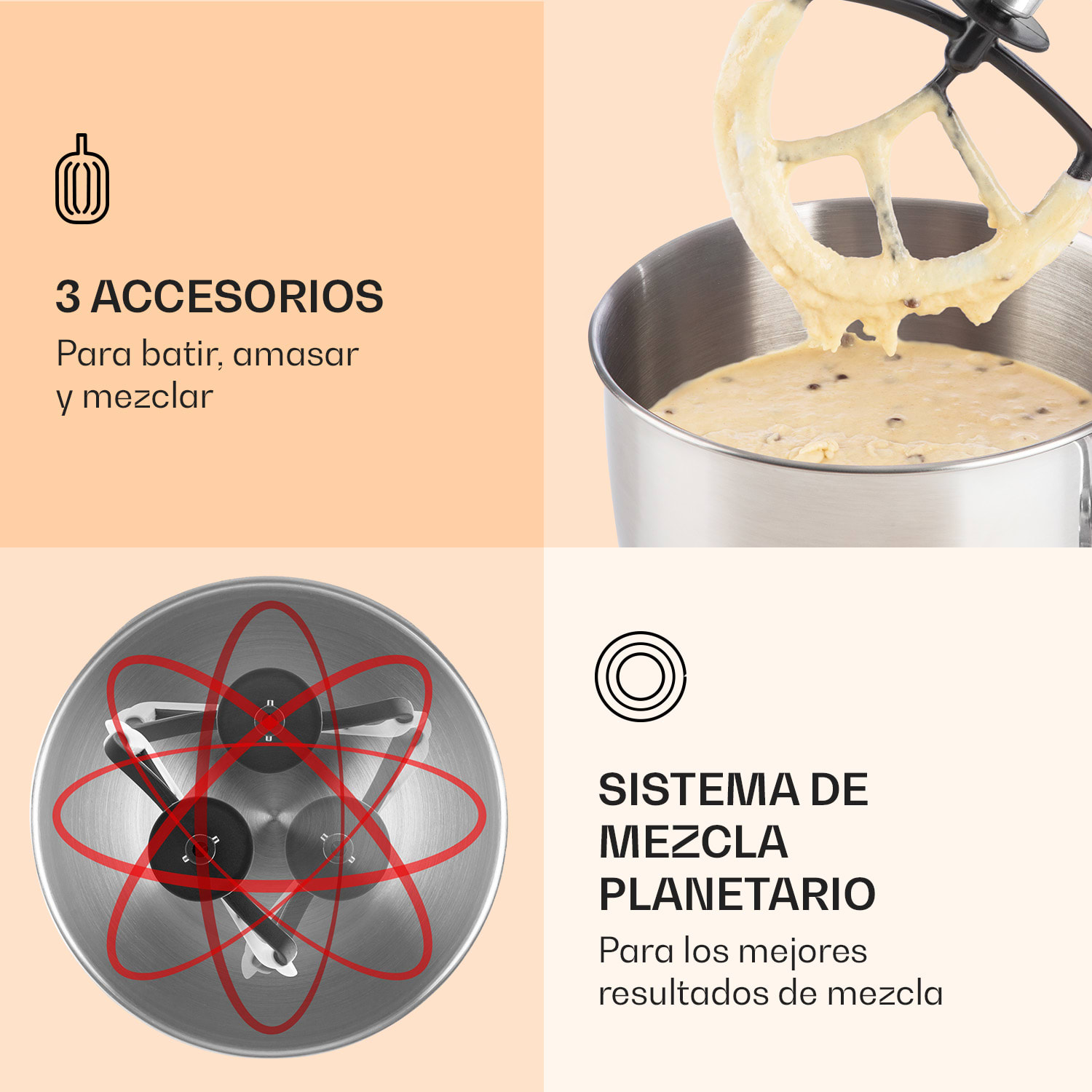 Bella Robot de cocina 1800 W/2,7 PS 5 L Acero inoxidable Sin BPA Rojo