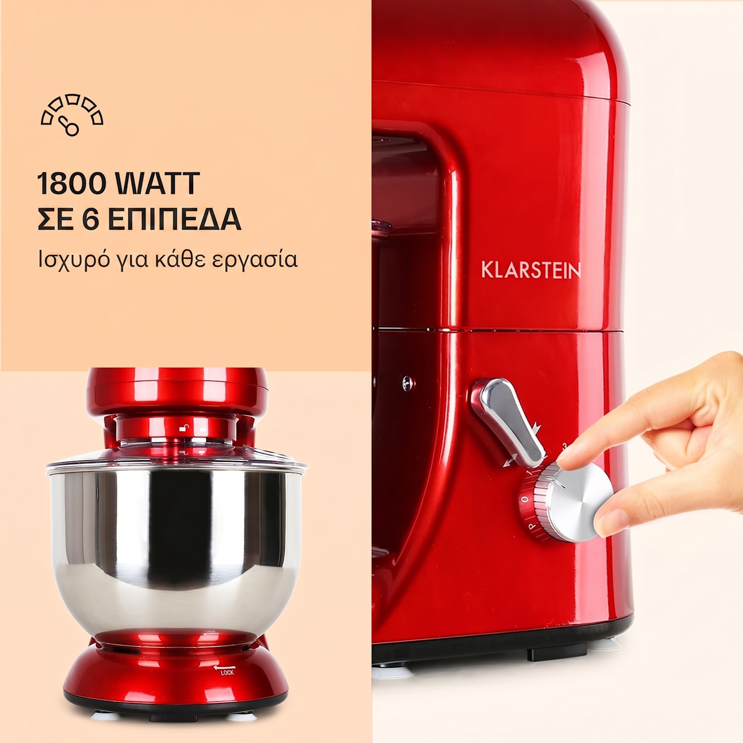 Bella, κουζινομηχανή, 1800 W, 2,7 ίπποι, 5,2 l Κόκκινο