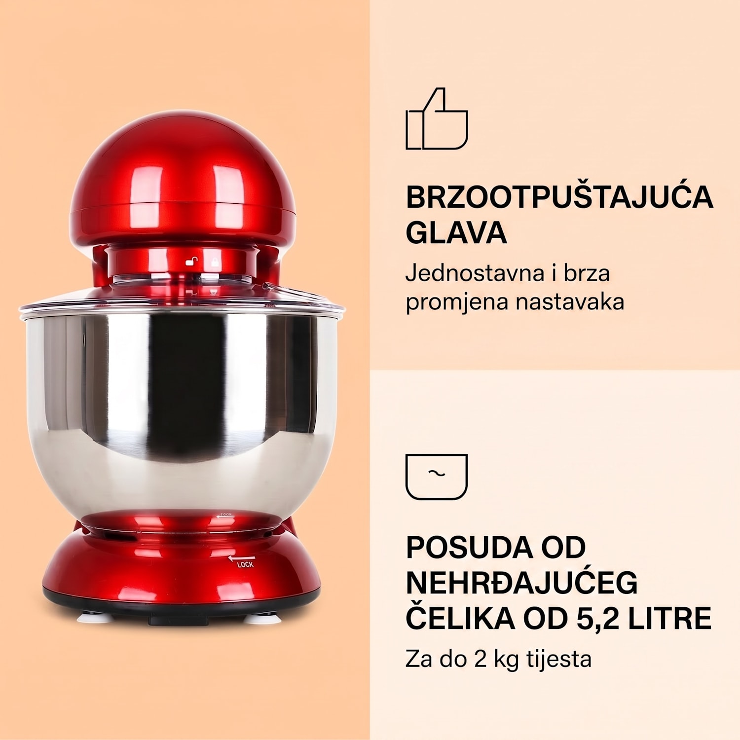Bella, kuhinjski robot, 1800 W Crvena