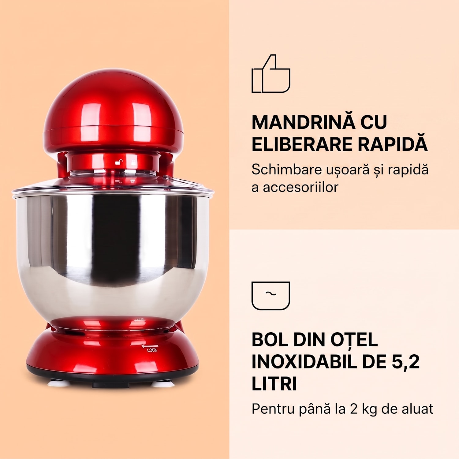 Bella, robot de bucătărie, 1800 W, 5,2l Roșu