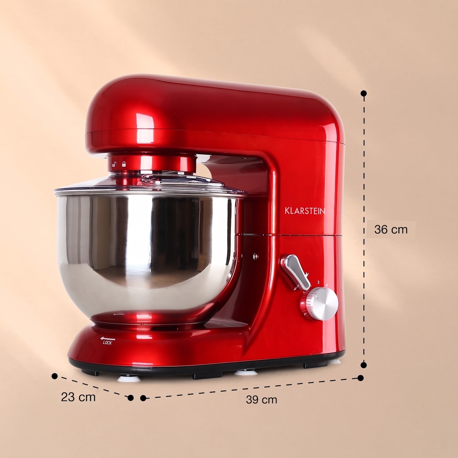 Bella köksmaskin 1 800 W / 2,7 hk 5 l rostfritt stål BPA-fri Röd