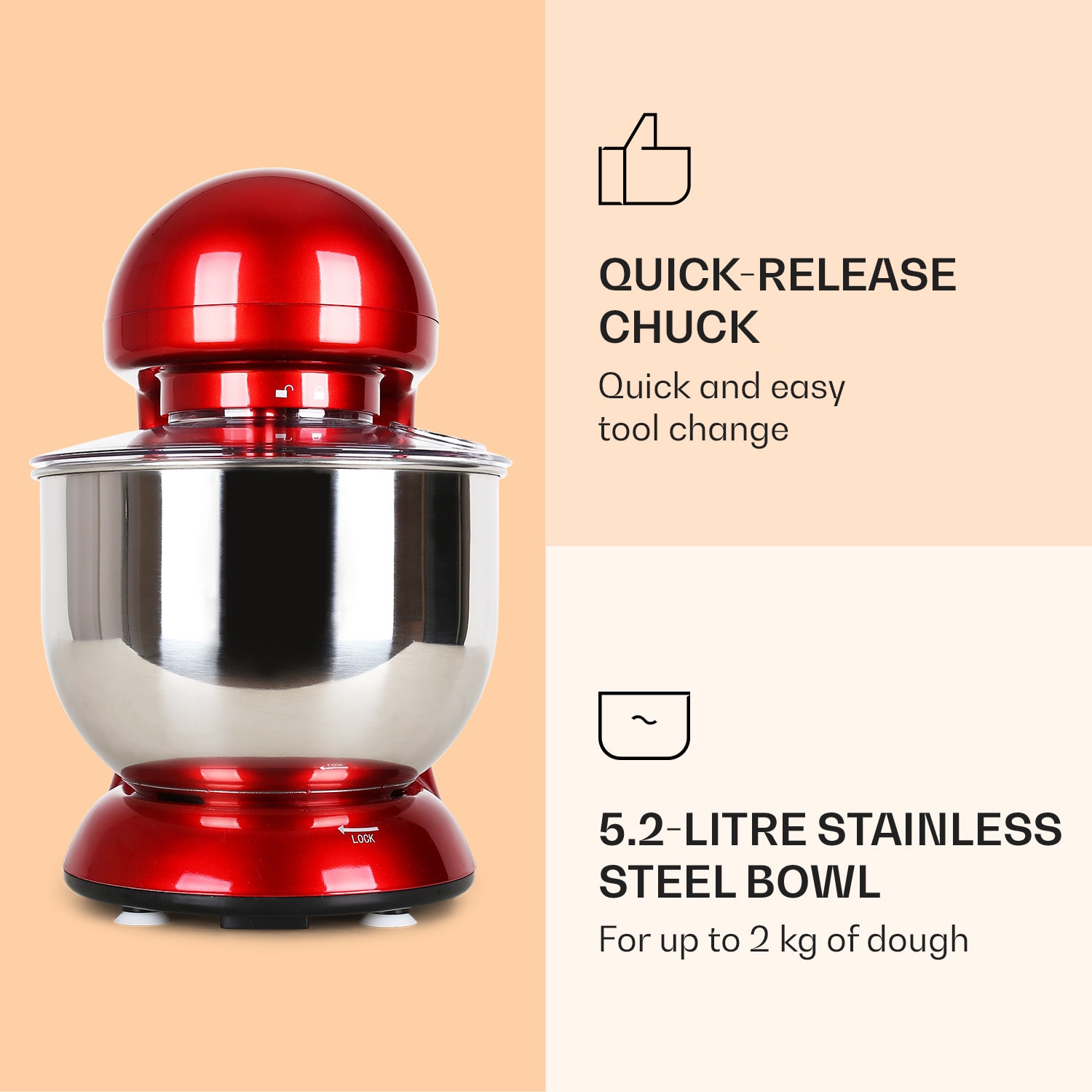 Bella, kuchynský robot, 1800 W, 2,7 PS, 5,2 l Červená