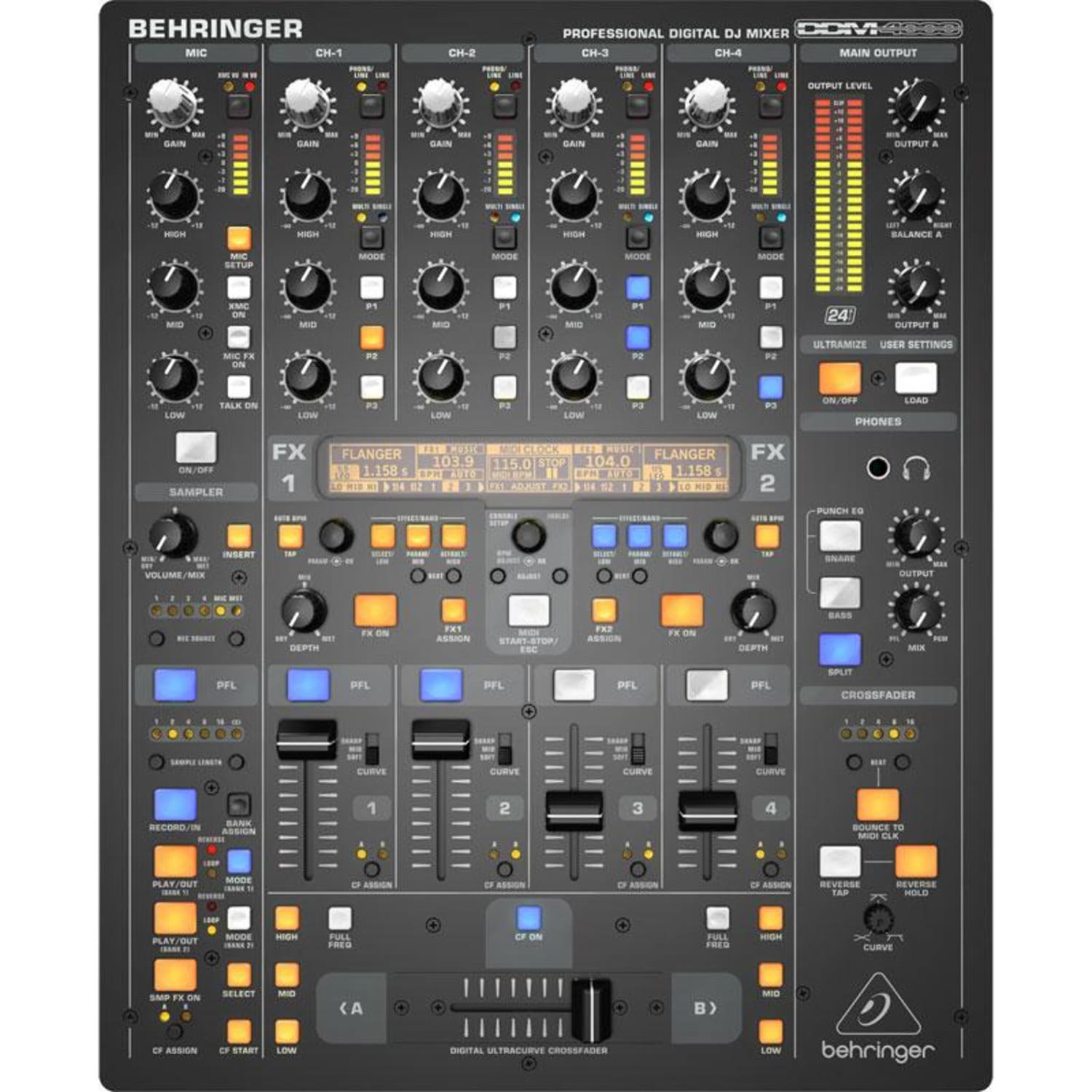 DDM4000 MIDI Table de mixage numérique DJ 5 canaux 32 bit 